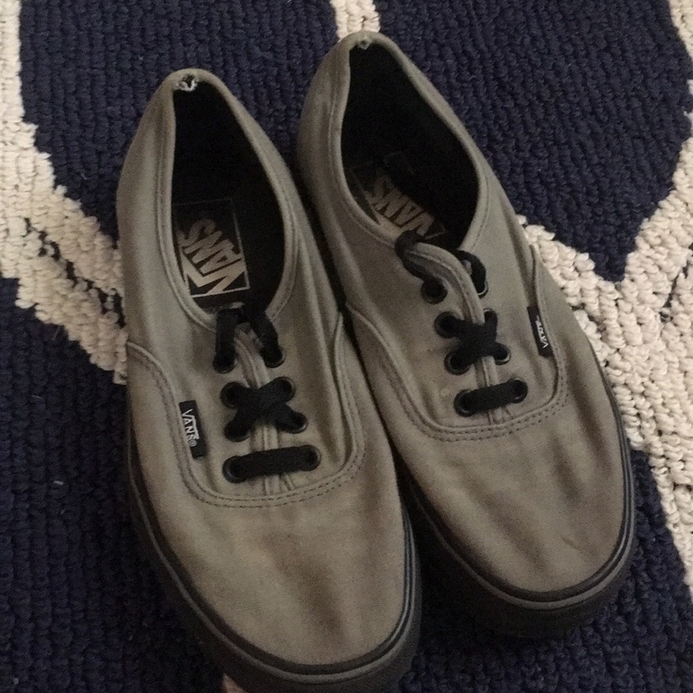 Olive green/gray authentic vans with black soles